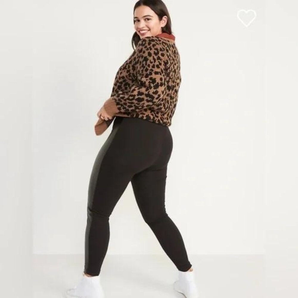 NWT Old Navy High-Waisted Faux-Leather Front-Panel Leggings - Picture 6 of 8
